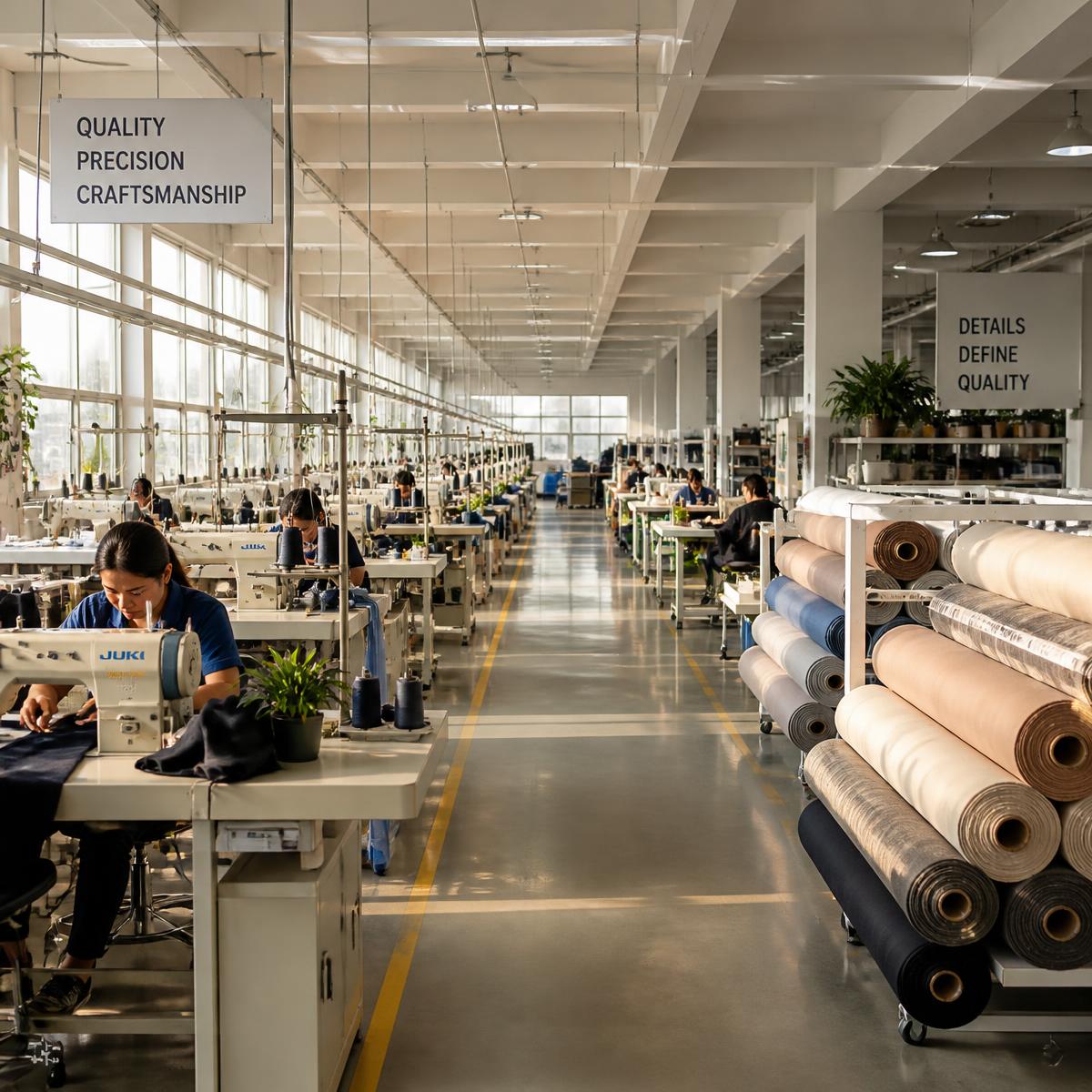 Modern tekstil fabrikası üretim alanı